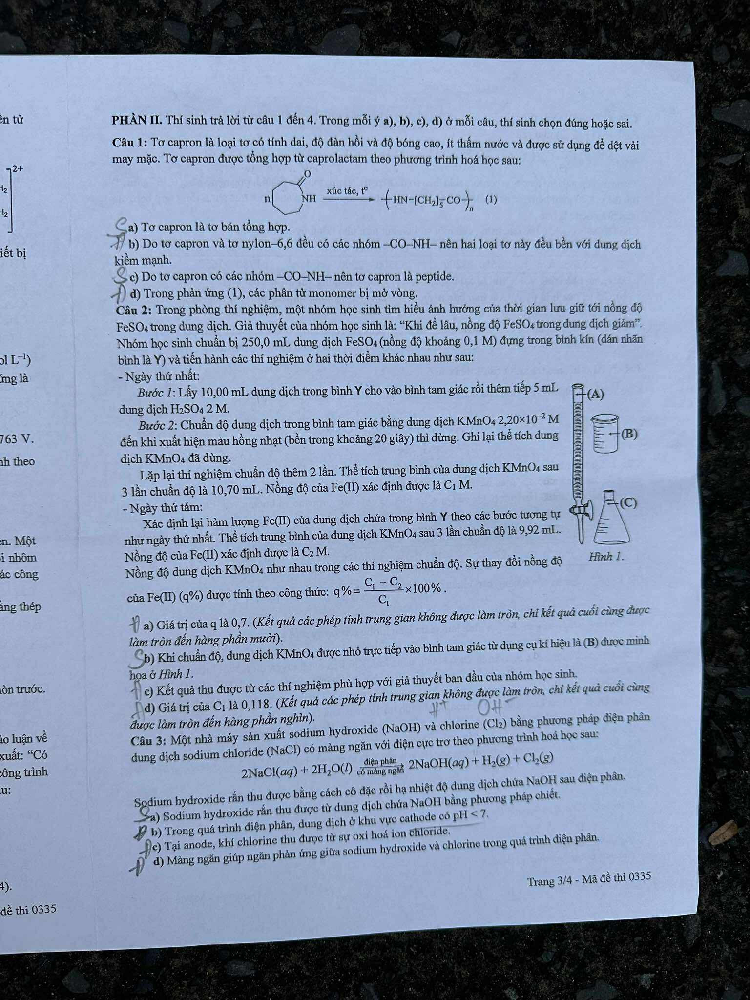 đề thi môn hóa học – Kì thi tốt nghiệp THPT năm 2025 mã đề 0335