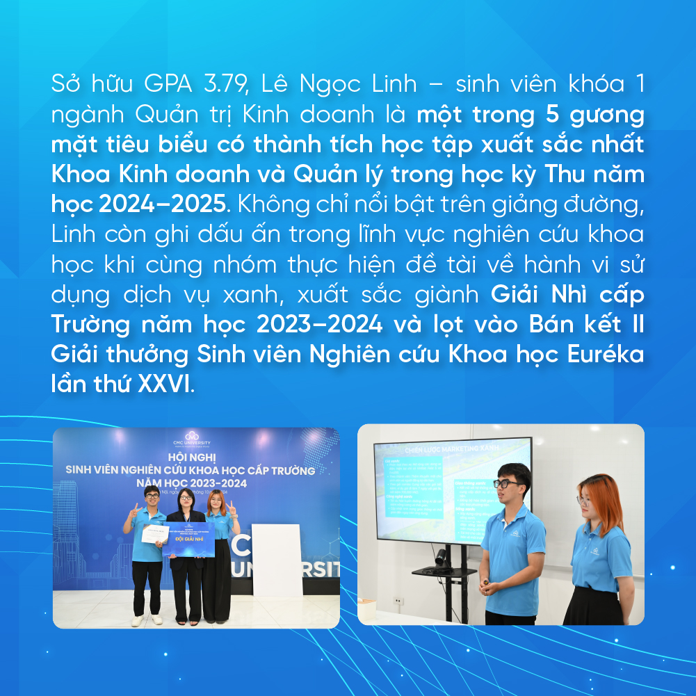 Từ ước mơ xanh đến giải thưởng nghiên cứu khoa học của nữ sinh Khoa Kinh doanh và Quản lý humans of cmcu