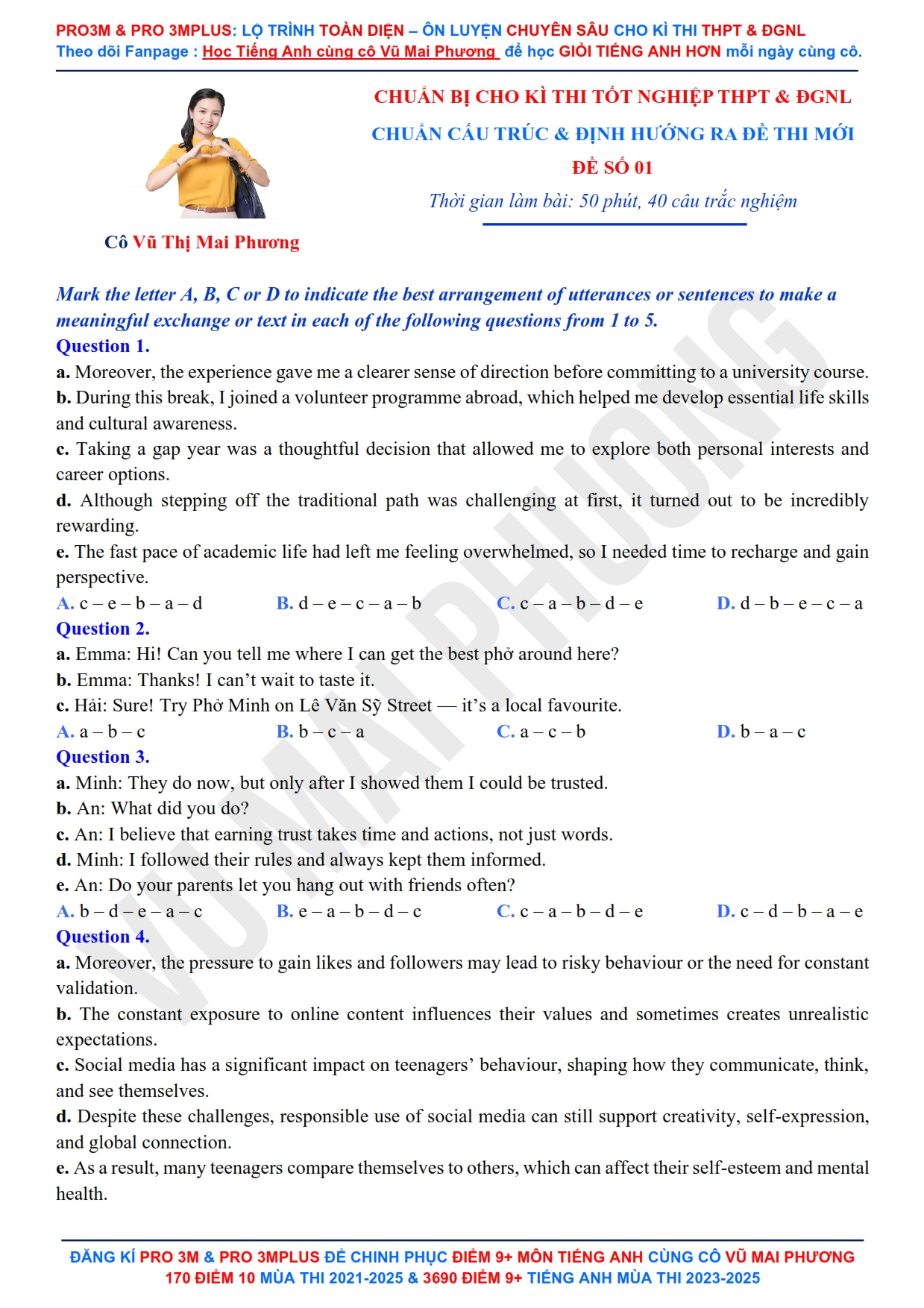 Đề thi thử môn Tiếng Anh thi tốt nghiệp THPT Quốc Gia năm 2026