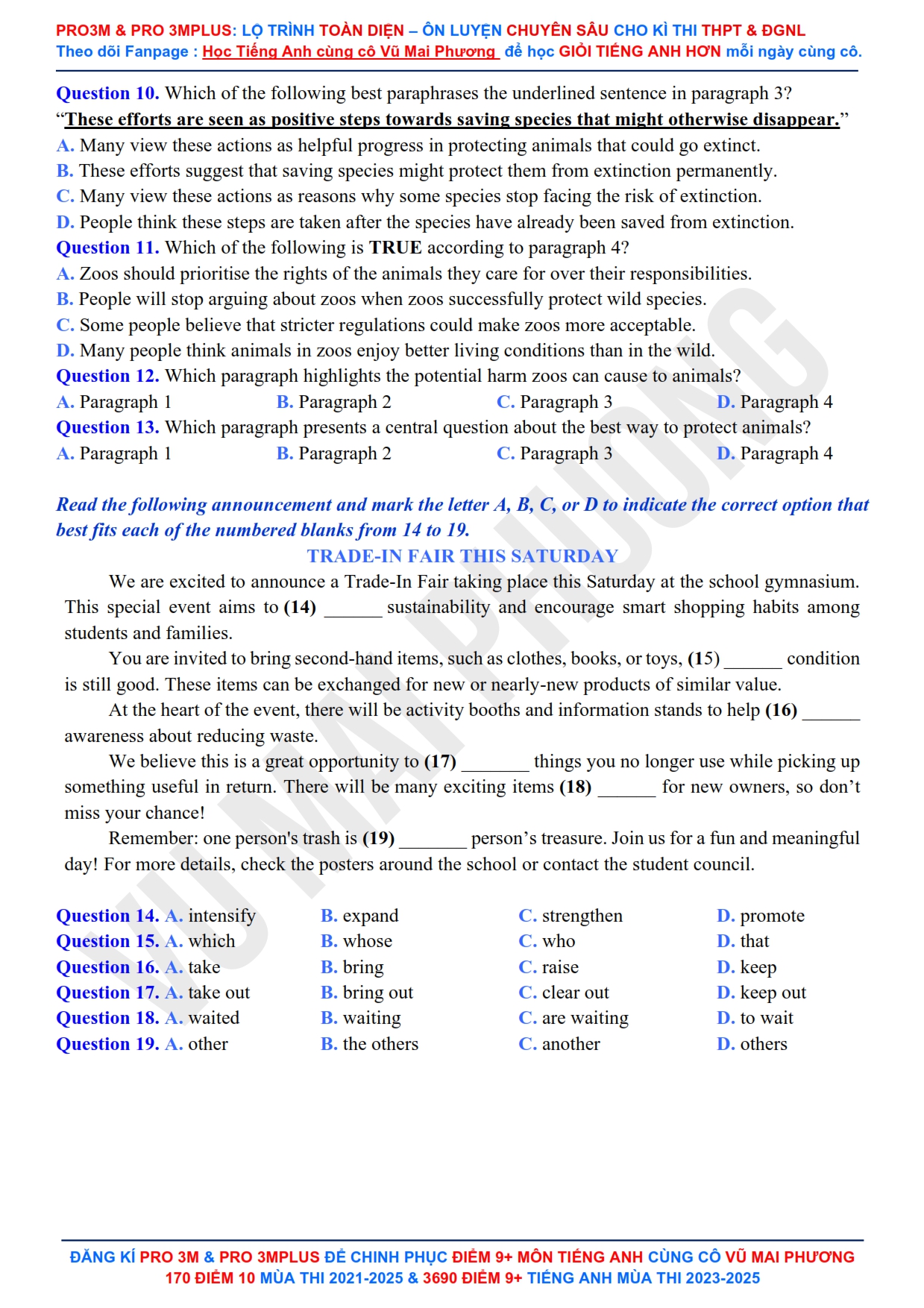 Đề thi thử môn Tiếng Anh thi tốt nghiệp THPT Quốc Gia năm 2026